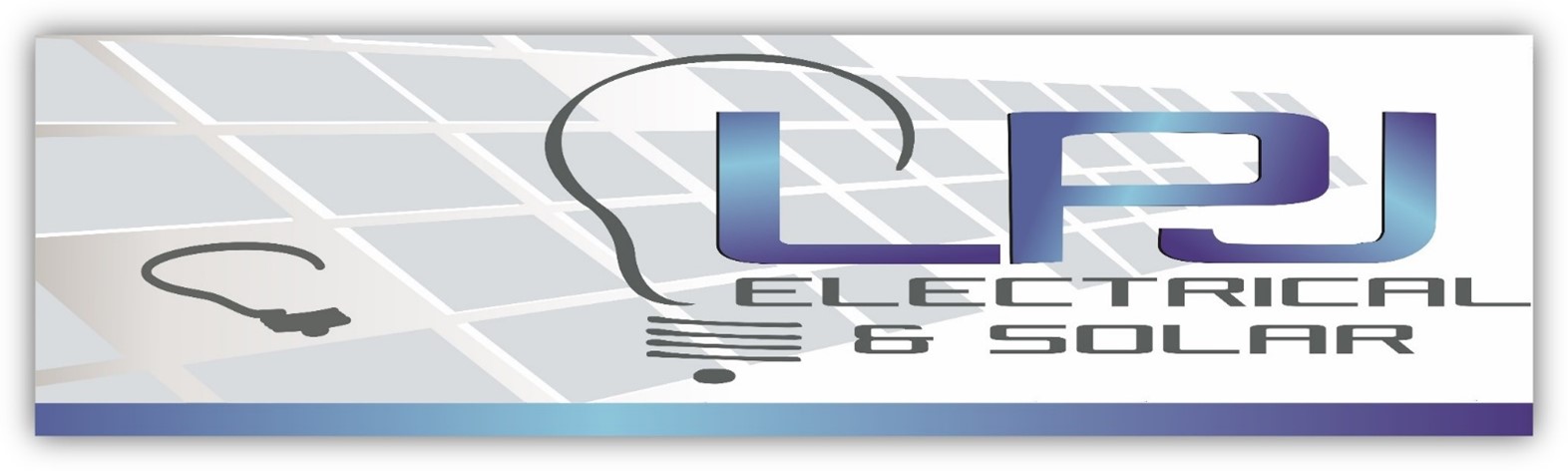 LPJ Electrical & Solar branding logo on white background with plug graphic.
