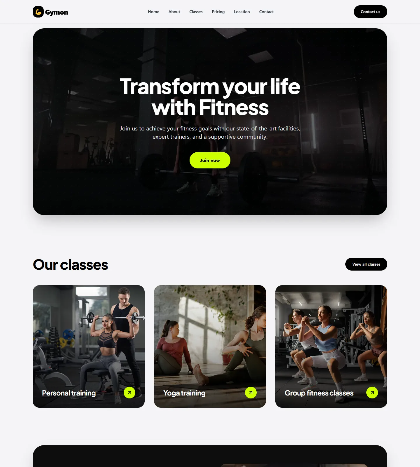 Gymon Website Template